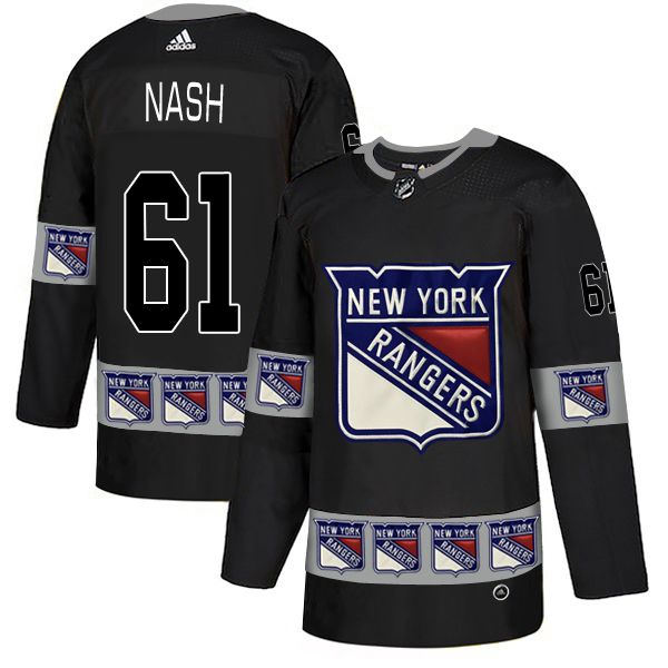 Men New York Rangers #61 Nash Black Adidas Fashion NHL Jersey